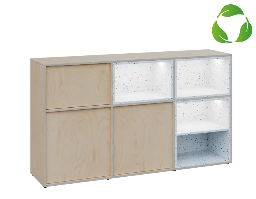 EFE D1844 P dolní modul, 2-dveřová/nika, 1000x1800x400, pravý, překližka bříza/upcyklovaný plast